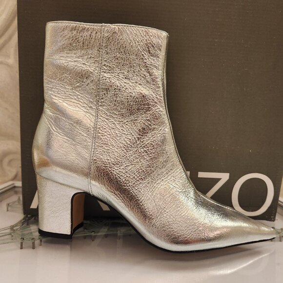 Arezzo Silver " Jemma" Block Booties. Leather. NIB. Size: Various - Picture 4 of 13